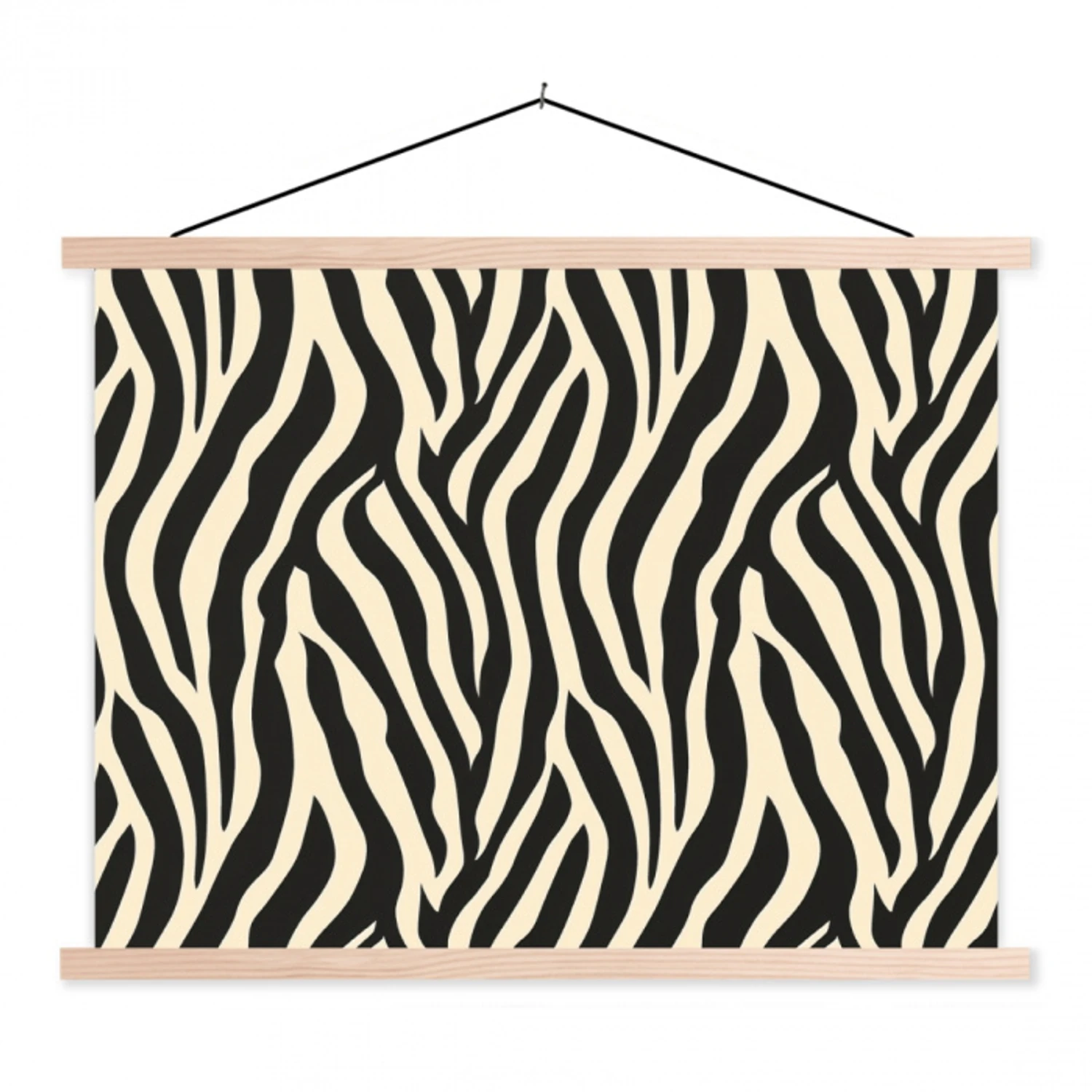 Zebra - Print - Klassiek - Zwart textielposter latten blank klein 122 -3d