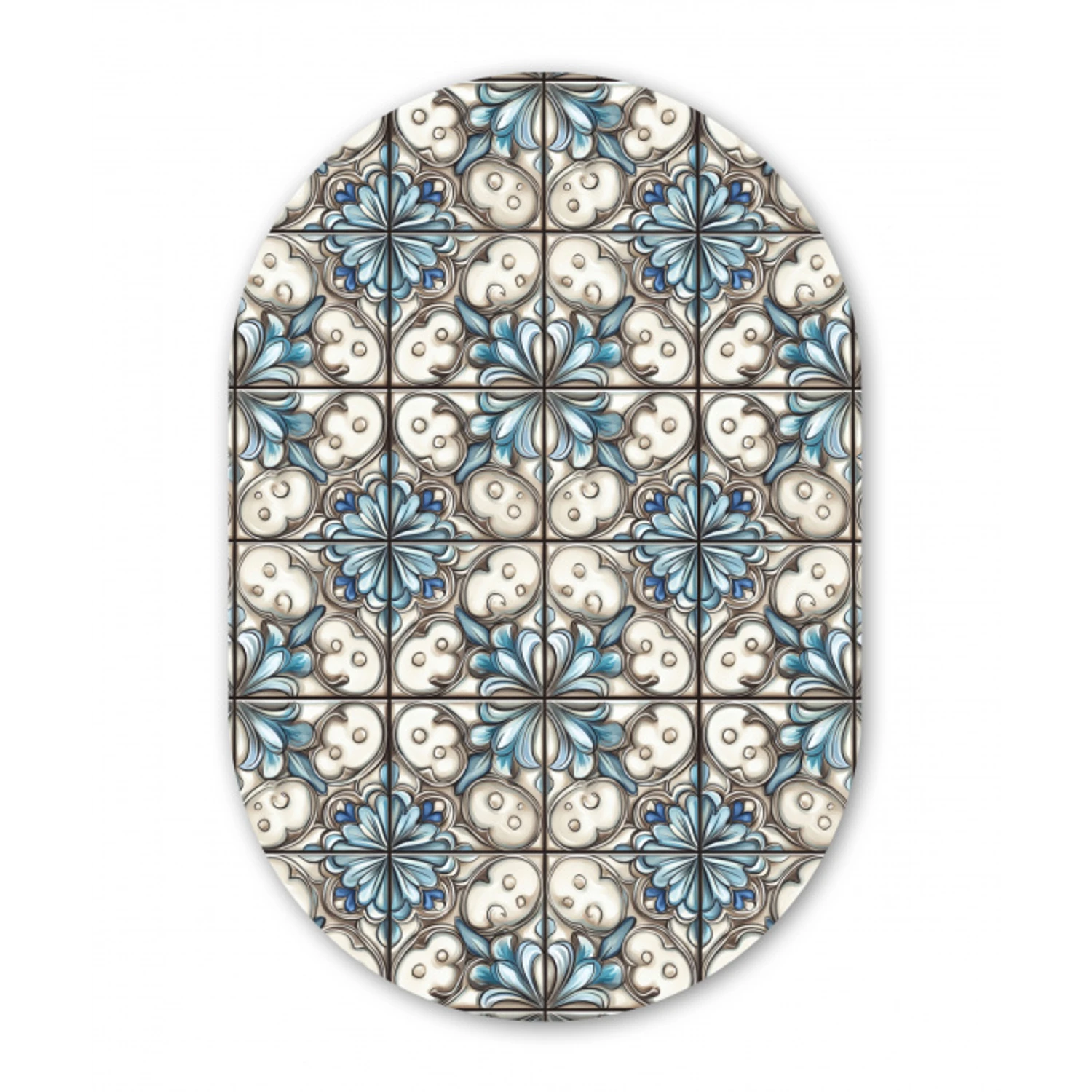 Barok - Tegel - Kleurrijk Wandcirkel Ovaal Forex klein 630 -3d