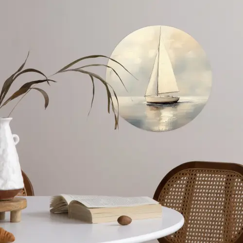 Zeilschip - Zee - Bewolkt Wandcirkel behangsticker klein -sfeer3