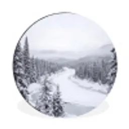 Rivier - Bevroren - Landschap - Winter Wandcirkel aluminium klein -3d