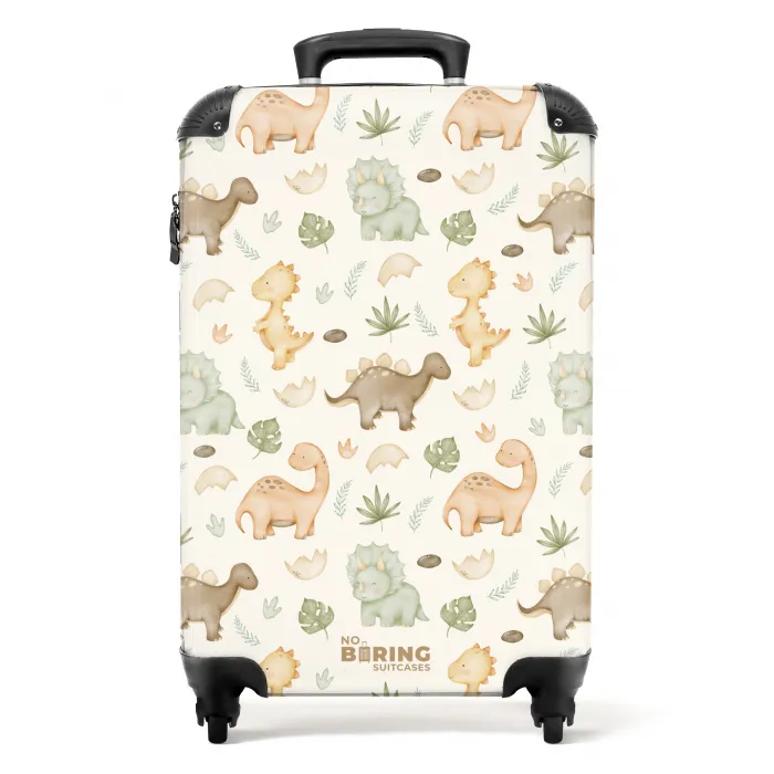Dino patroon in pastelkleuren NBS - Handbagage koffer - Volwassenen Unisex middel -productfoto_recht