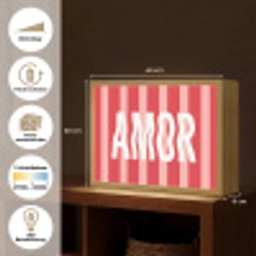 Amor - Strepen - Rood - Roze Light Box met batterij (Wandlamp) middel -USP_websiteoverzichtDE