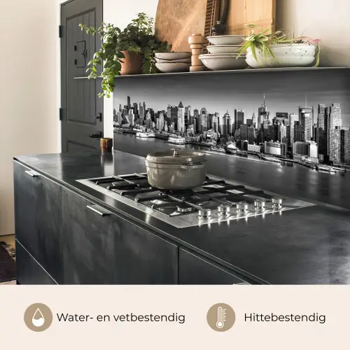 Skyline - Stad - Wolkenkrabbers - Zwart - Wit keuken achterwand 2 middel -usp_NL