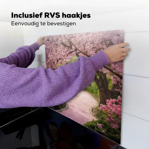 Kersenbloesem - Natuur - Sakura - Pad - Japanse tuin Inductie beschemer met haakjes middel -ky-ophangen-nl