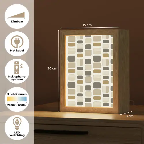 Blokken - Vintage - Grijs Light Box met kabel (Tafellamp) klein 925 -USP_NL