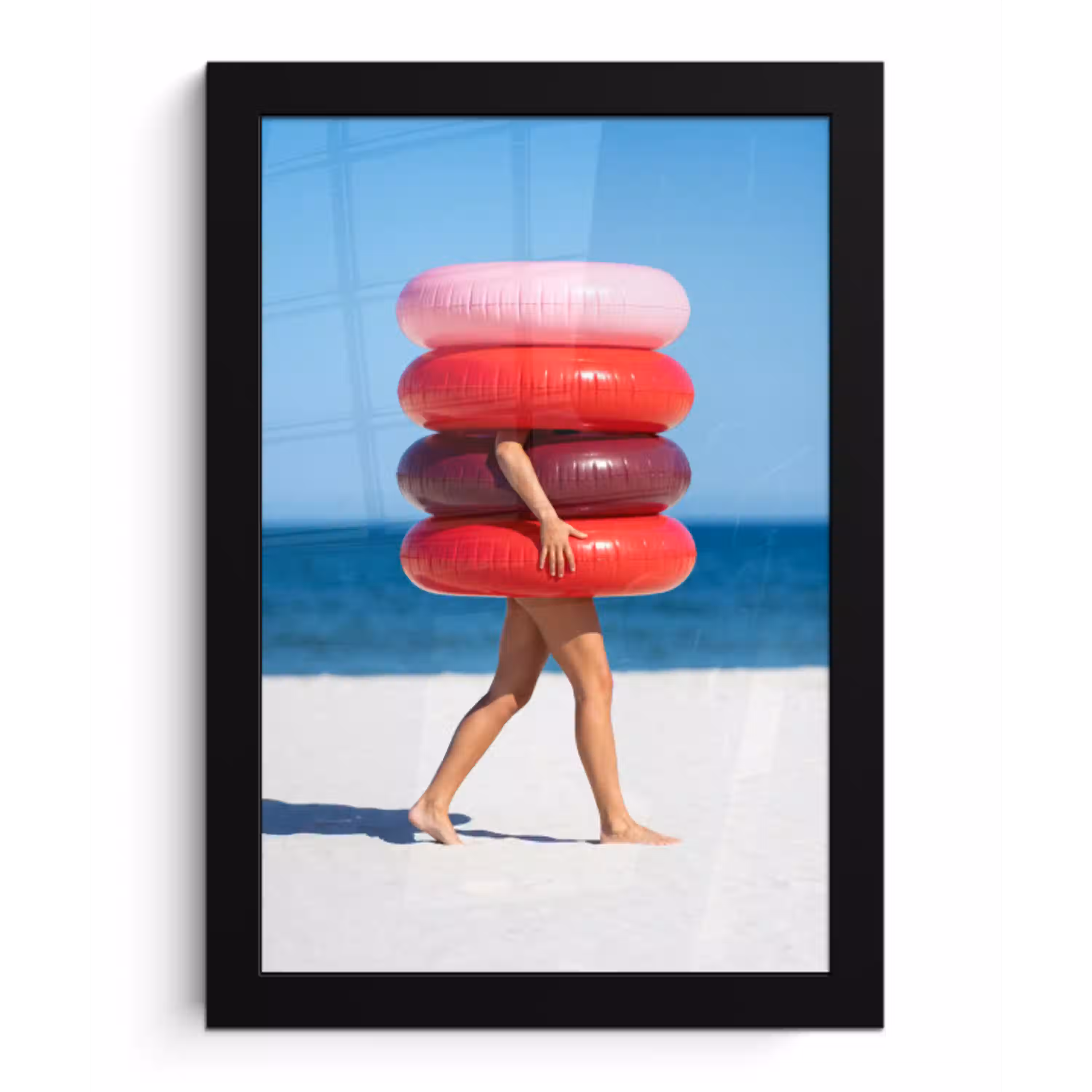 Mensen - Strand - Zomer - Recreatie - Kleurrijk fotolijst zwart zonder passe partout klein -3d