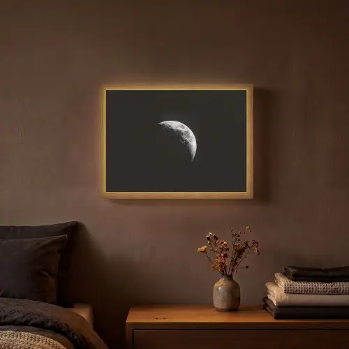 Maan - Hemel - Zwart - Schaduw Light Box met batterij (Wandlamp) middel -sfeer4
