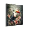 Toekan - Vogels - Bloemen - Planten - Tropisch aluminium wit klein -3d