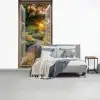 Doorkijk - Bloemen - Natuur - Zon - Pad fotobehang vinyl groot -slaapkamer