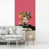 Meisje - Kopje - Bloemen - Roze fotobehang vinyl groot -woonkamer