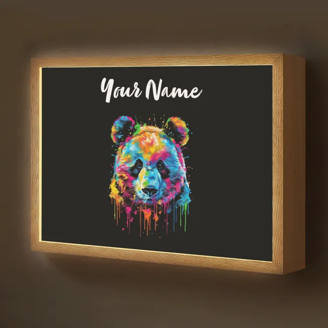 Lightbox - Kids' Wall Lamp with Name -. Panda - Animals - Color - Paint - Black