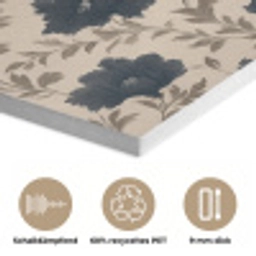 Motief - Bloemen - Zwart - Beige PET vilt klein 837 -closeup_DE