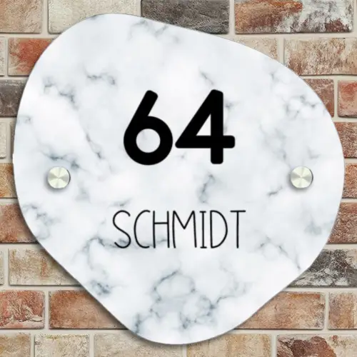 Lichtblauw marmer - Modern Naambord Organisch middel -sfeer10