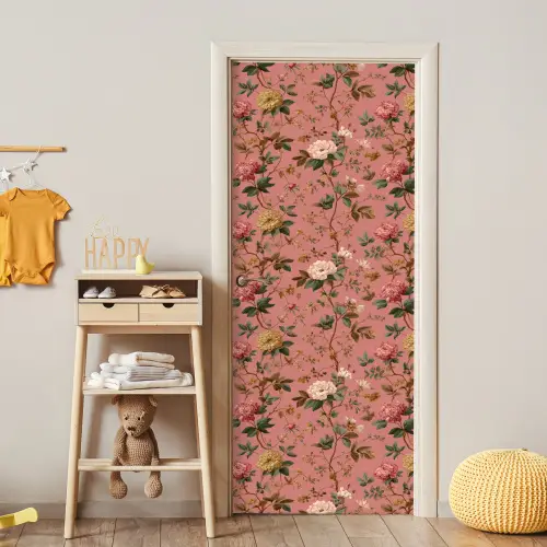 Klassiek - Botanisch - Roze deurposter klein 289 -sfeer4