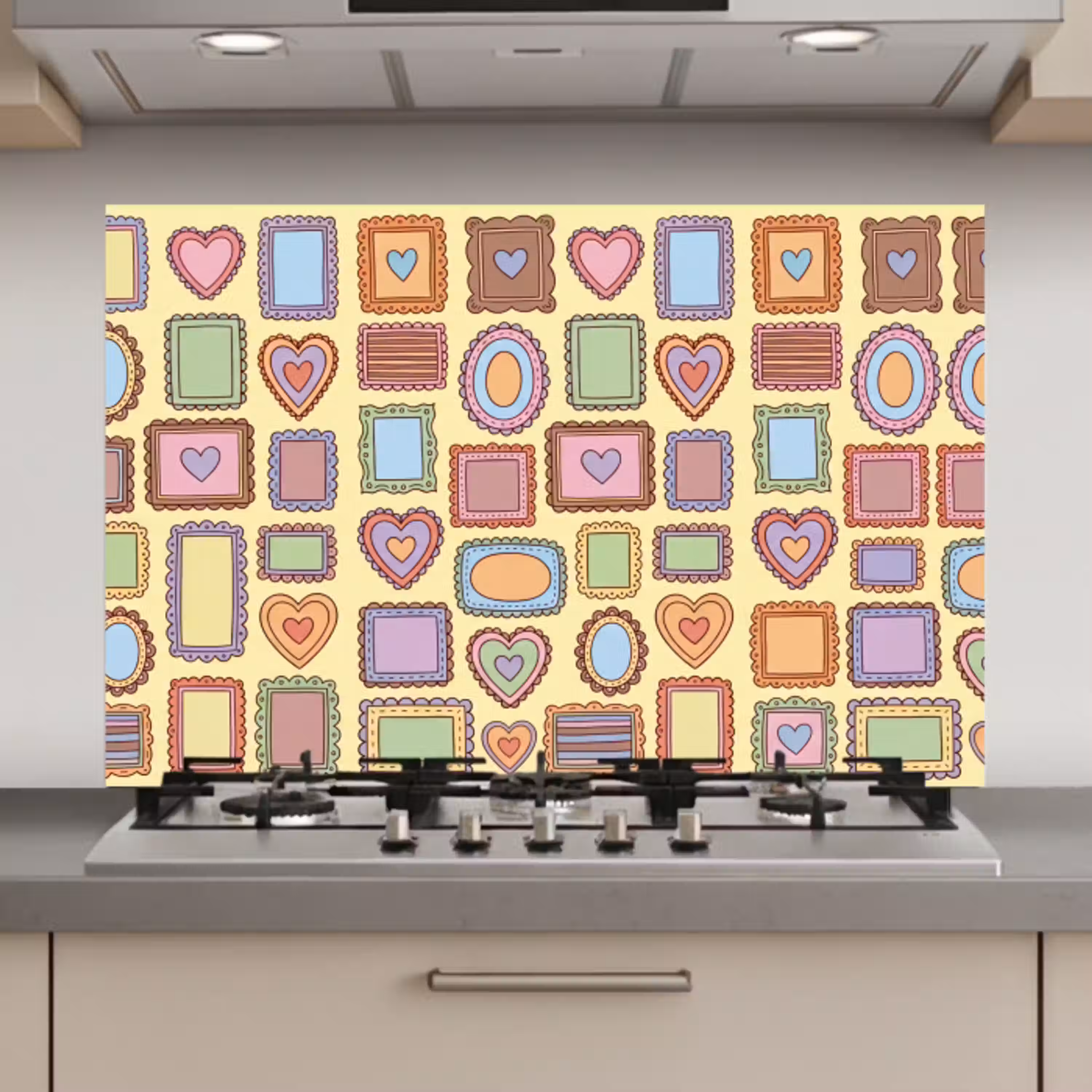 Lijst - Patroon - Hart - Speels - Kleurrijk keuken achterwand spatscherm klein -3d_website
