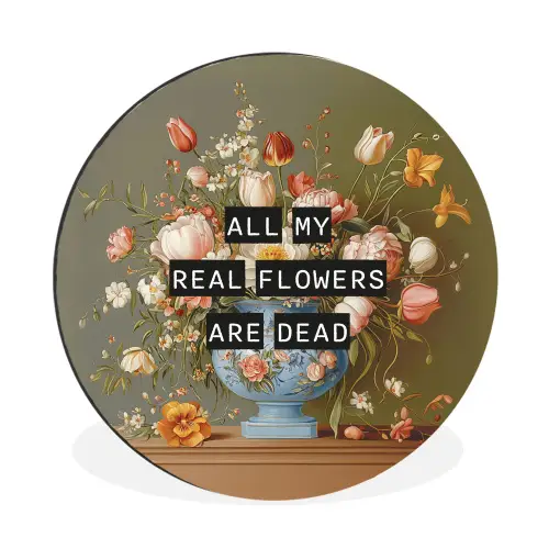 Bloem - Quote - Vintage - Art Wandcirkel aluminium klein -3d
