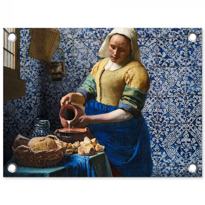 Melkmeisje - Delfts Blauw - Vermeer - Schilderij - Oude meesters tuinposter los doek klein -3d