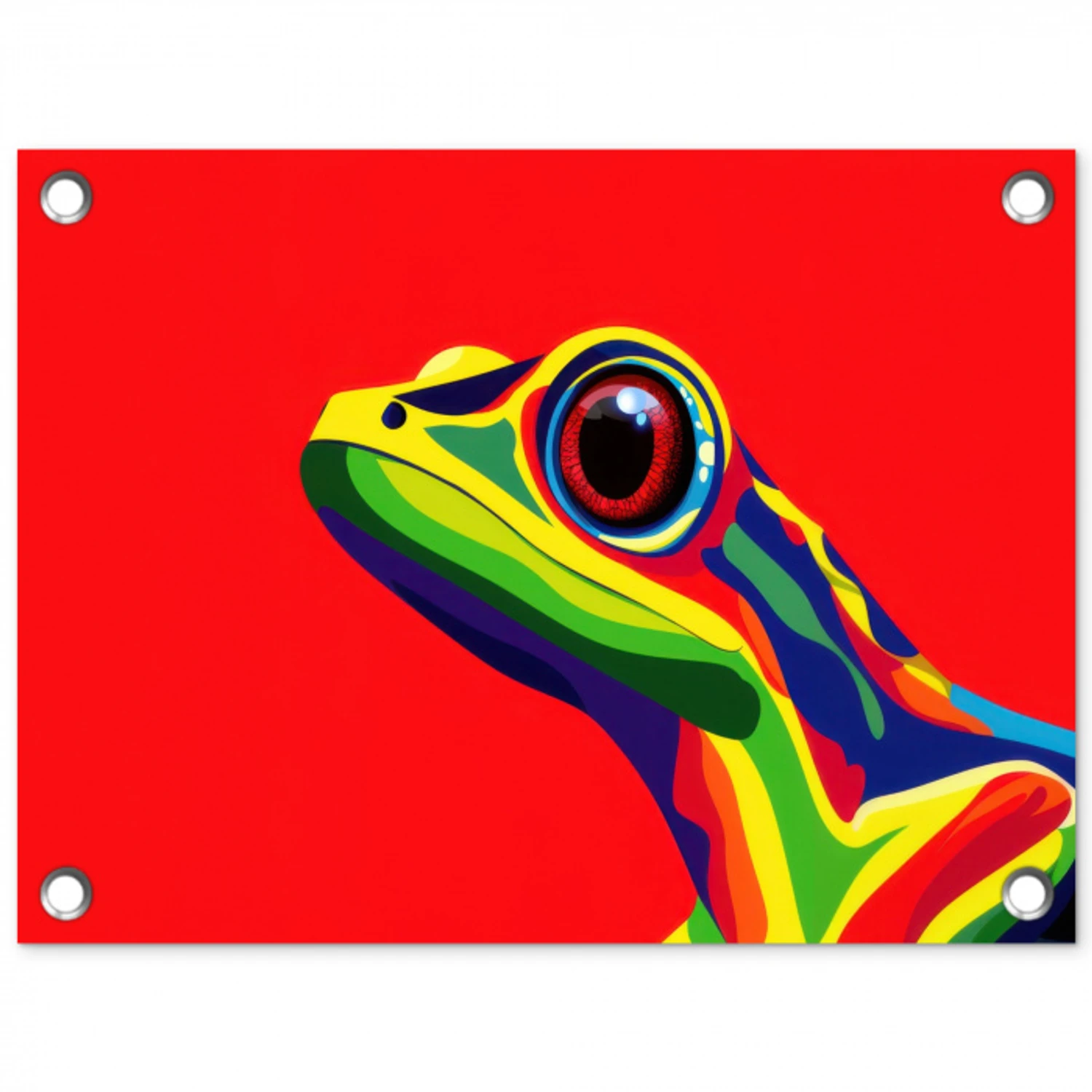 Kikker - Kleurrijk - Strepen - Ogen tuinposter los doek klein -3d