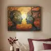 Bomen - Gezichten - Zon - Kunst Textielframe zwart klein -sfeer1