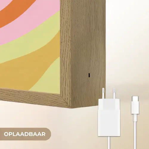 Lijnen - Pasteltinten - Golvend Light Box met batterij (Wandlamp) middel -USP_websiteoplaadbaarNL