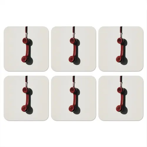 Telefoon - Koord - Rood - Minimalistisch onderzetter kurk middel -3d