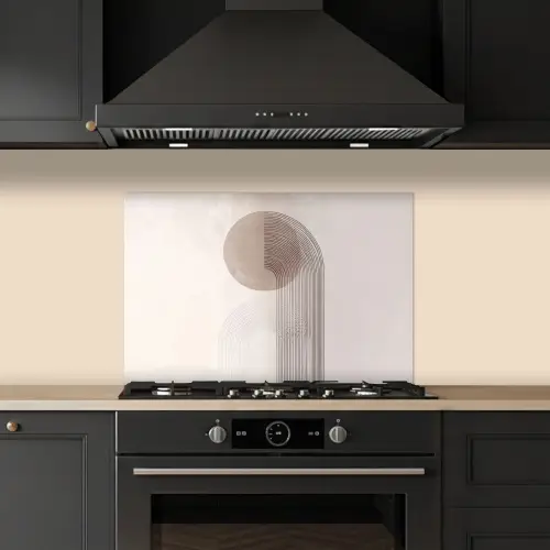 Minimalistisch - Cirkel - Lichtgrijs keuken achterwand spatscherm klein -sfeer1