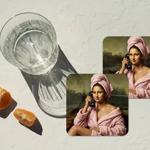 Mona - Klassiek - Roze onderzetter kurk middel -sfeer4