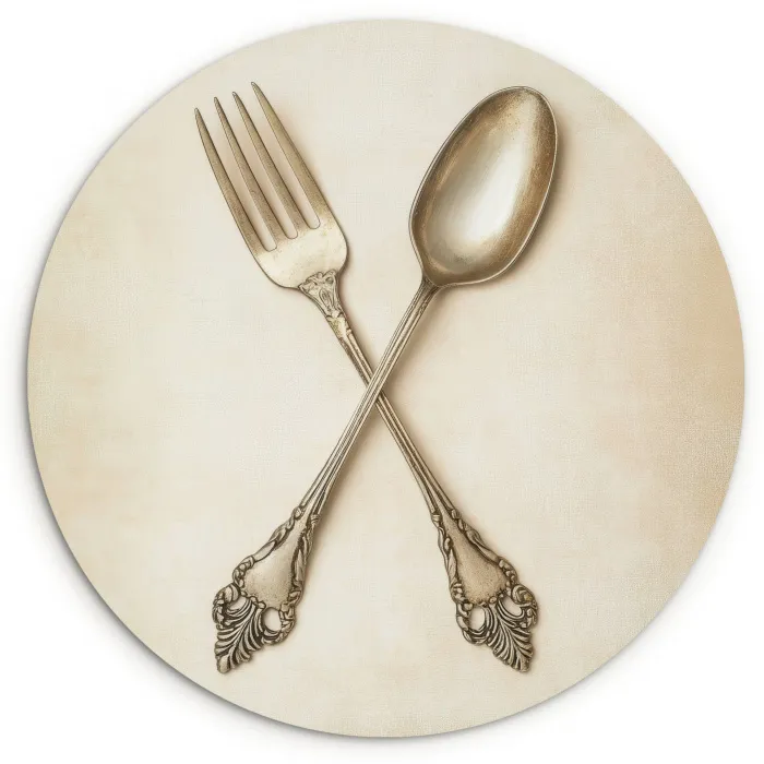 Beige - Vintage - Bestek Wandcirkel plexiglas klein -3d