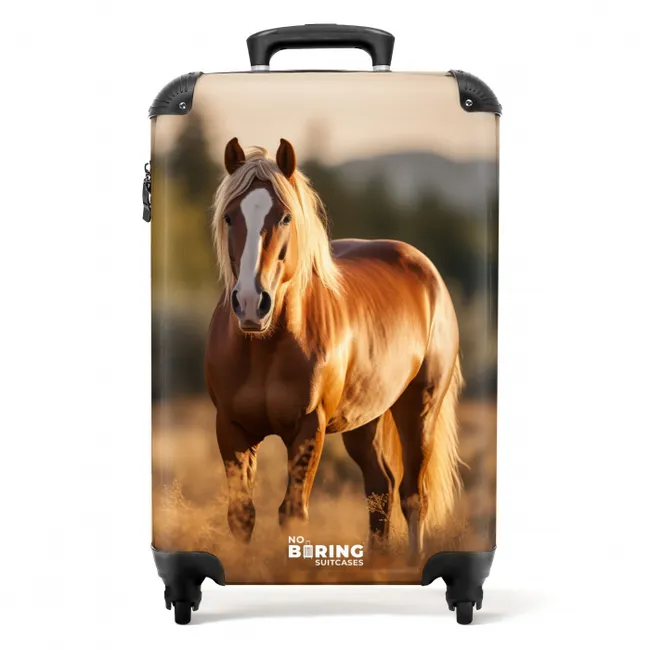 Bruin paard in een weiland NBS - Handbagage koffer - Unisex middel -productfoto_recht