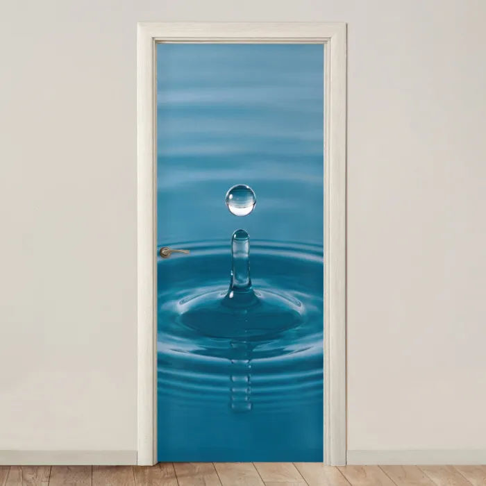 Waterdruppel - Water - Oppervlakte deurposter klein -3d_beige