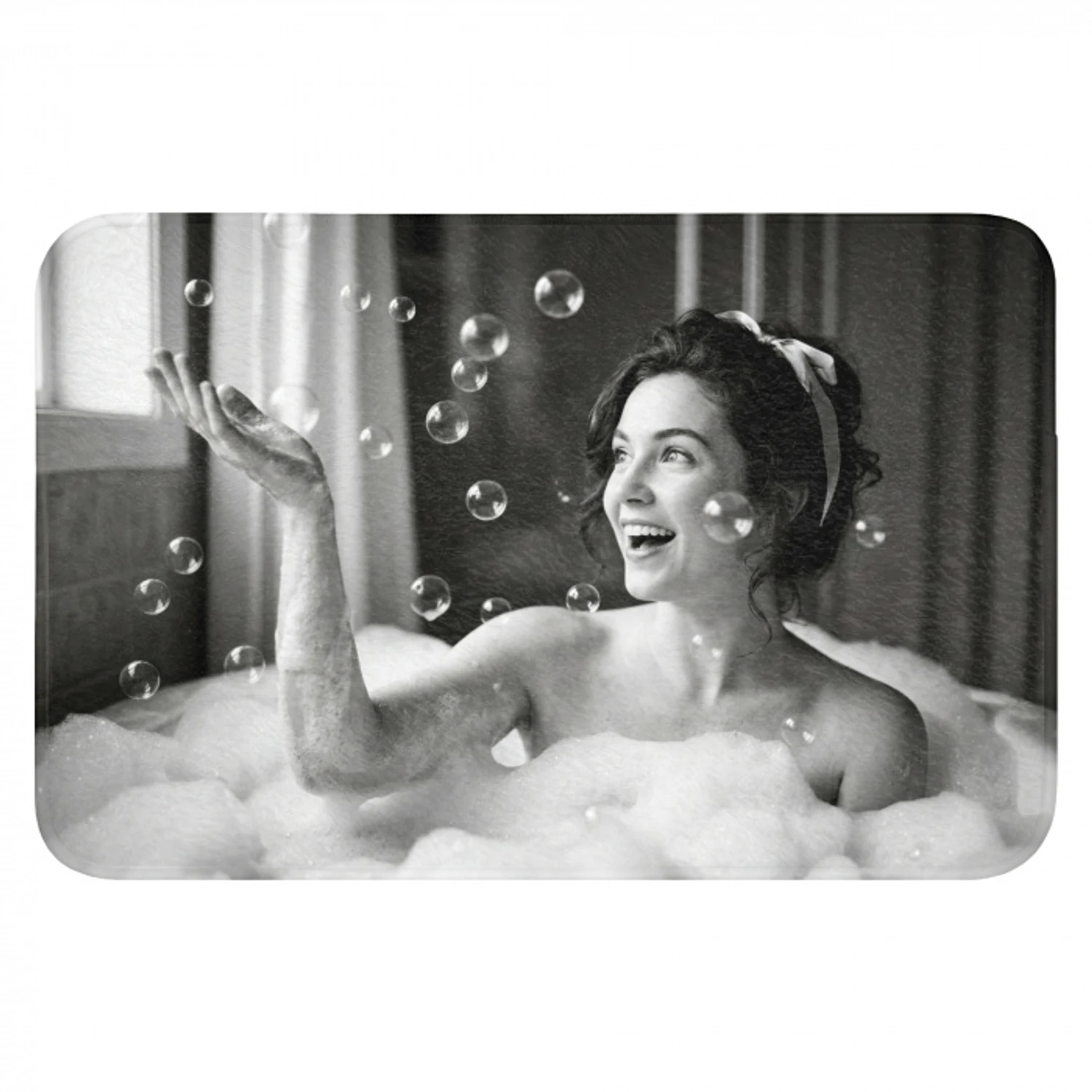 Bad - Bubbels - Zwart - Wit Badmat klein -3d