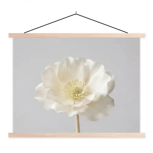 Bloem - Minimalistisch -Wit textielposter latten blank klein -3d