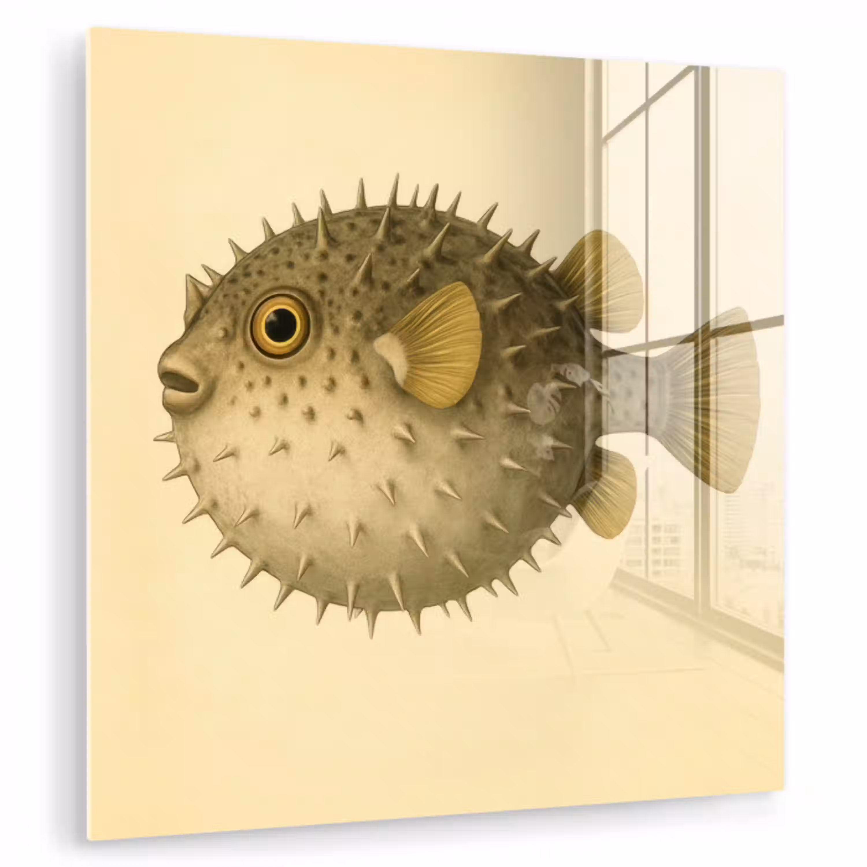 Stekels - Vis - Opgeblazen - Bruin plexiglas 5mm klein -zzzproduct_nieuw