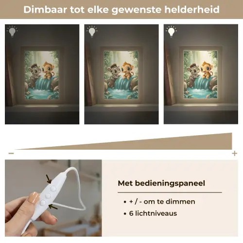 Zebra - Aap - Cartoon - Waterval Light Box met kabel klein -USP_dimbaarNL