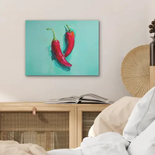 Chilipepers - Geverfd - Rood PET vilt klein -sfeer3