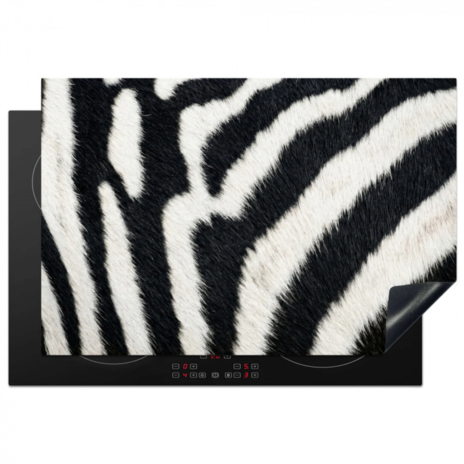 Zebra - Vacht - Klassiek - Zwart - Wit Inductie beschermer vinyl 3mm klein -3d