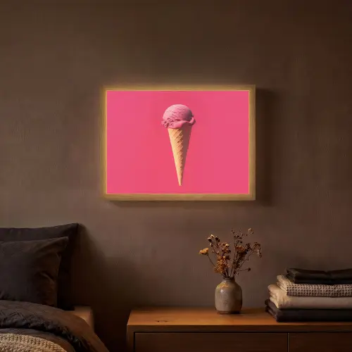 Schepijs - Roze - Hoorntje Light Box met batterij (Wandlamp) middel -sfeer4