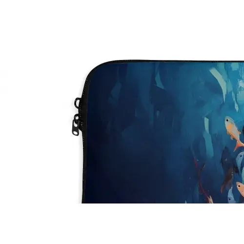Zee - Vissen - Kleurrijk - Dynamisch laptophoes neopreen klein -detail