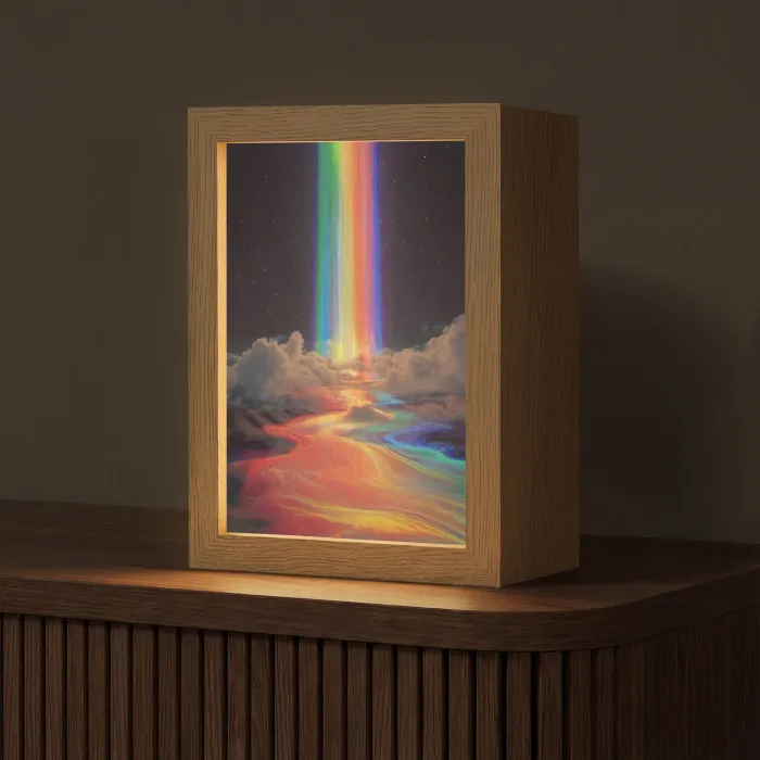 Regenboog - Verticaal - Sterrenhemel - Wolken Light Box met kabel (Tafellamp) klein -z3d_website