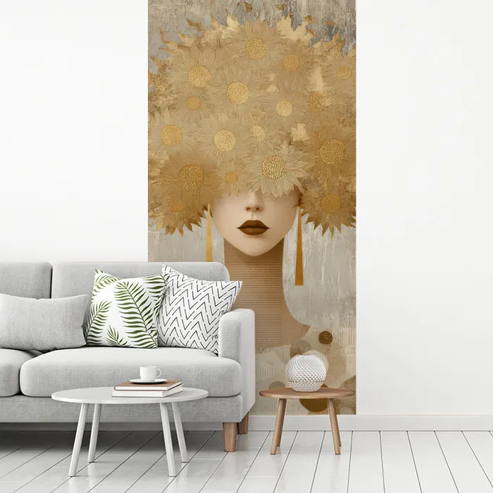 Goud - Portret - Vrouw fotobehang vinyl groot -woonkamer