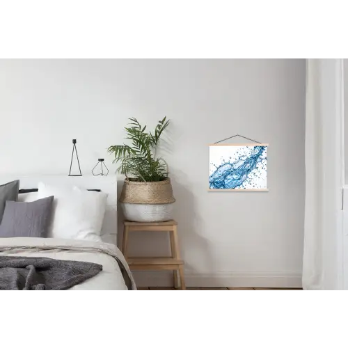 Spash - Water - Blauw textielposter latten blank klein -woonkamer
