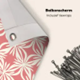 Roze - Bloemenmotief - Wit - Modern Balkonbeschermer Duitsland klein 596 -closeup_NL