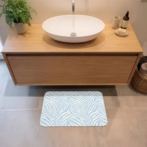 Zebra - Motief - Blauw - Wit Badmat klein 997 -sfeer1