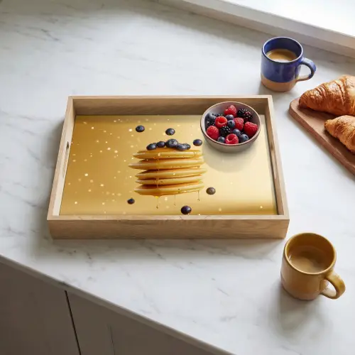 Pannenkoeken - Eten - Honing - Geel Dienblad Rechthoek middel -sfeer2