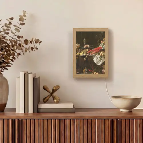 Pronkstilleven - Adriaen van Utrecht - Olieverf Light Box met kabel (Wandlamp) klein -sfeer2