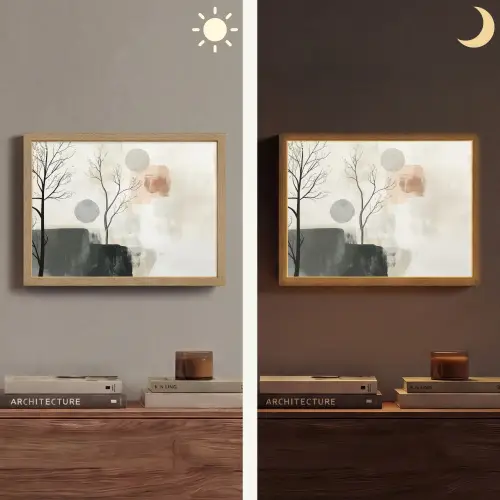 Wabi sabi - Beige - Plant Light Box met batterij (Wandlamp) middel -sfeer3