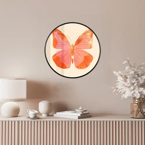 Vlinder - Minimalistisch - Roze Fotolijst rond zonder passe partout klein -sfeer3