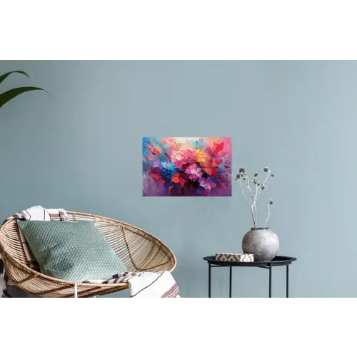 Bloemen - Roze - Watercolor - Kunst Muursticker klein -plant