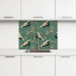Kersenbloesem - Kraamvogels - Groen keuken achterwand 2 middel 865 -3d