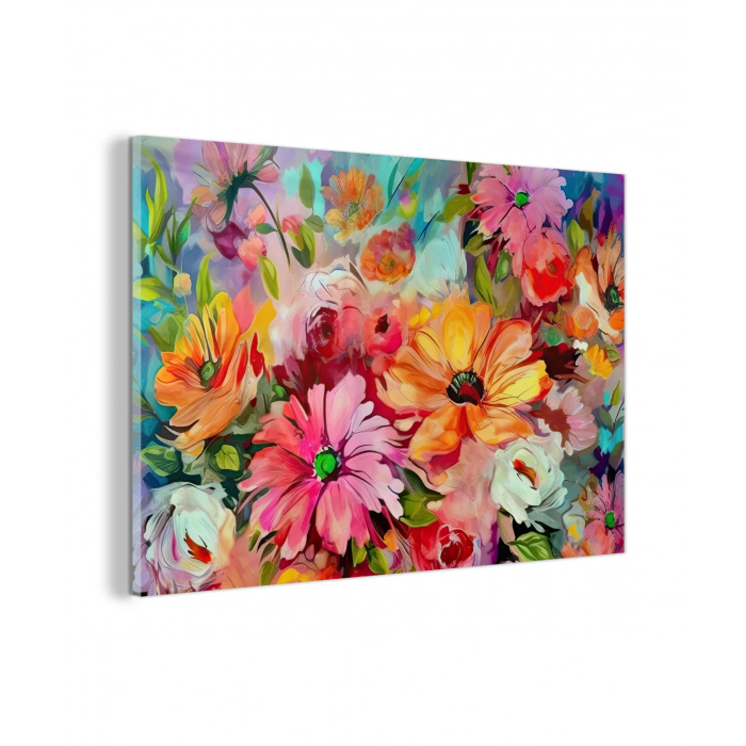 Bloemen - Kleurrijk - Kunst - Olieverf plexiglas 5mm klein -z3d